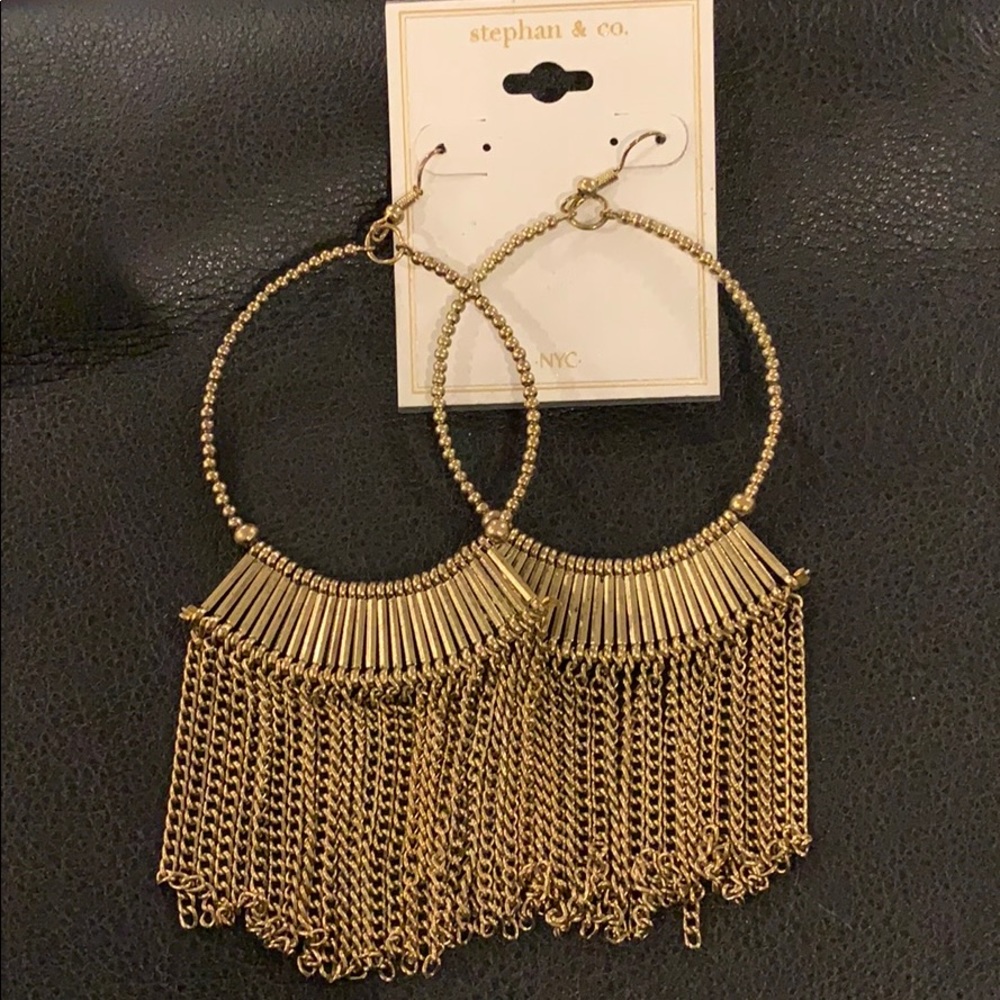 Gold dangle hoop earrings